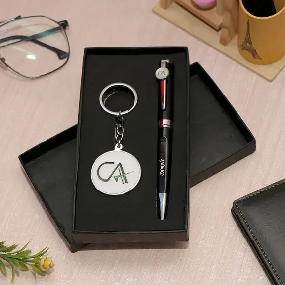 Personalized Pen Keychain Set for Chartered Accountant
