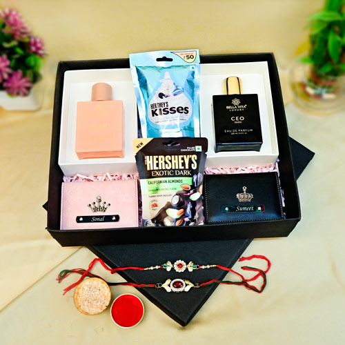 Personalized Rakhi fragrance Bhaiya Bhabhi Hamper