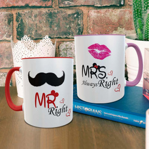 Mr and Mrs Right Personalized Mug Combo