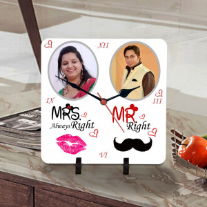 Mr and Mrs Right Personalized Clock