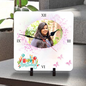 Personalized Butterfly Birthday Wishes Clock