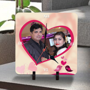 Personalized Loving Birds Print Clock for Couple