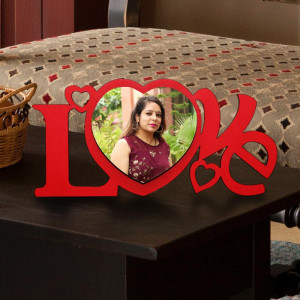 Personalized Love in Heart Wooden Photo Frame