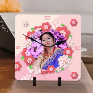 Personalized Flower Print Clock for Mother