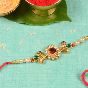 Designer Kundan Rakhi with Ad Stones