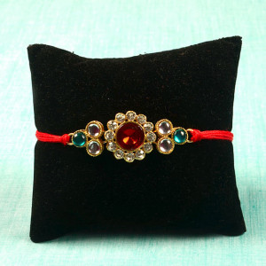 Designer Golden Rakhi with Stones