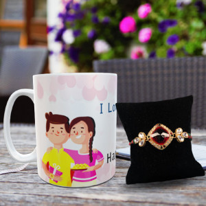 Personalized I Love You Bhai Mug Rakhi Combo