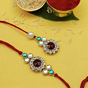 Bhaiya Bhabhi Stone work Premium Rakhi set