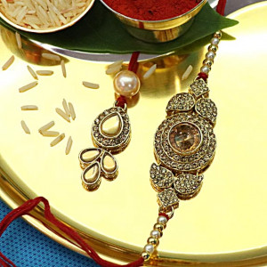 Royal Golden Precious Stone Bhaiya Bhabhi Rakhi