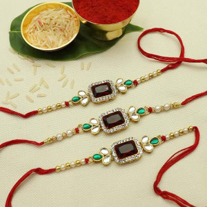 Precious Pearl Beads Rakhi set of three