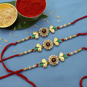 Deisgner Kundan Ad Stone Rakhi set