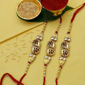 Golden Pearl Rakhi set of three