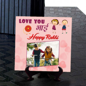 Love you Bhai Happy Rakhi Personalized Tile