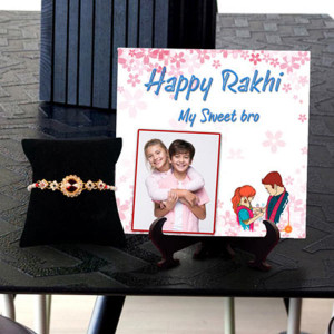 Personalized My Sweet Bro Tile Rakhi Combo