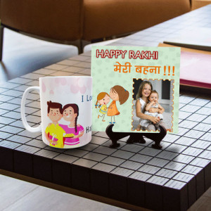 Personalized Rakhi Wishes Mug N Tile Combo