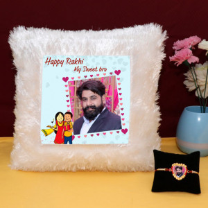 My Sweet Bro Personalized LED Cushion Rakhi Set