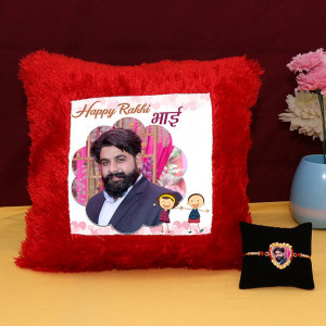 Personalized Happy Rakhi Bhai Rakhi Cushion Set