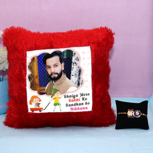 Personalized Square Cushion Rakhi Set