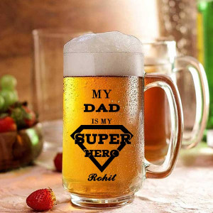 Super Hero Dad Personalized Beer Mug