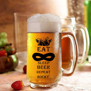 Eat Sleep Beer Repeat Personalized Beer Mug