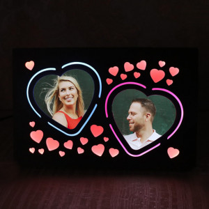 Personalized Heart LED Wooden Frame