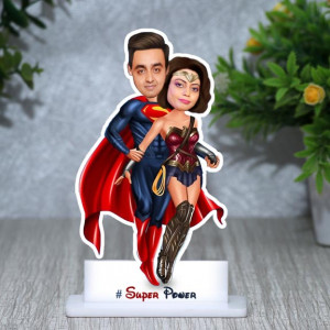 Super Power Personalized Couple Caricature