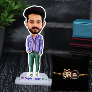 Super Duper Bro Caricature Rakhi Combo