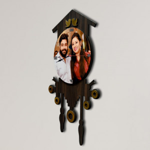 Personalized Loving Birds Wooden Wall Clock