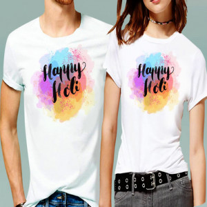 Happy Holi Couple T shirt