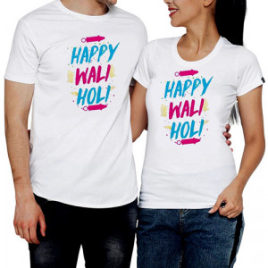 Happy Wali Holi Couple T shirt