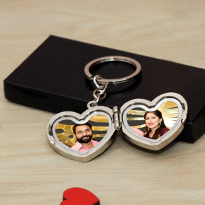 Personalized Romantic Heart Photo Keychain